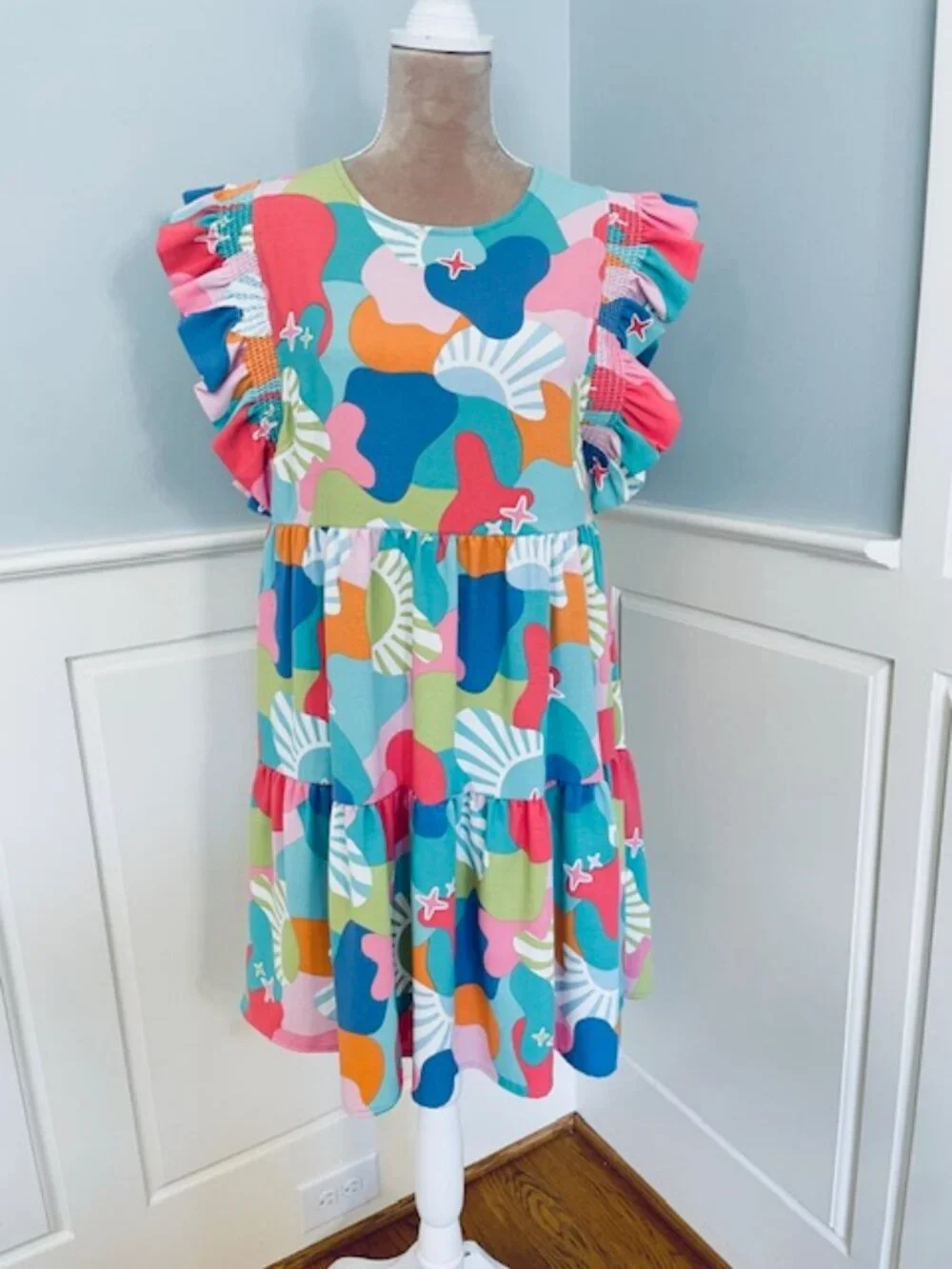 Michelle McDowell Everly Dress Ruffled Coastal Cover Up Dress Resortwear Medium - Picture 2 of 8